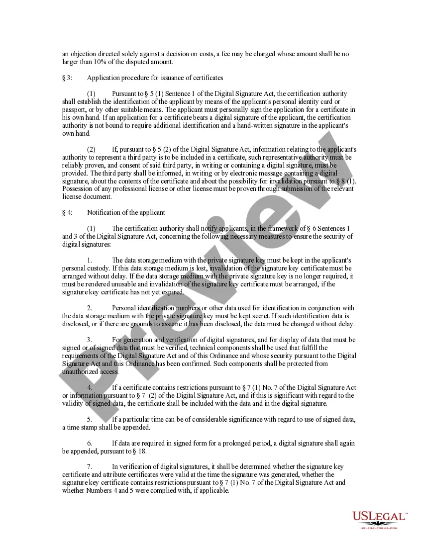 Get Digital Signature Ordinance - Signaturverordnung - SigV Preview Digital Signature Ordinance - Signaturverordnung - SigV