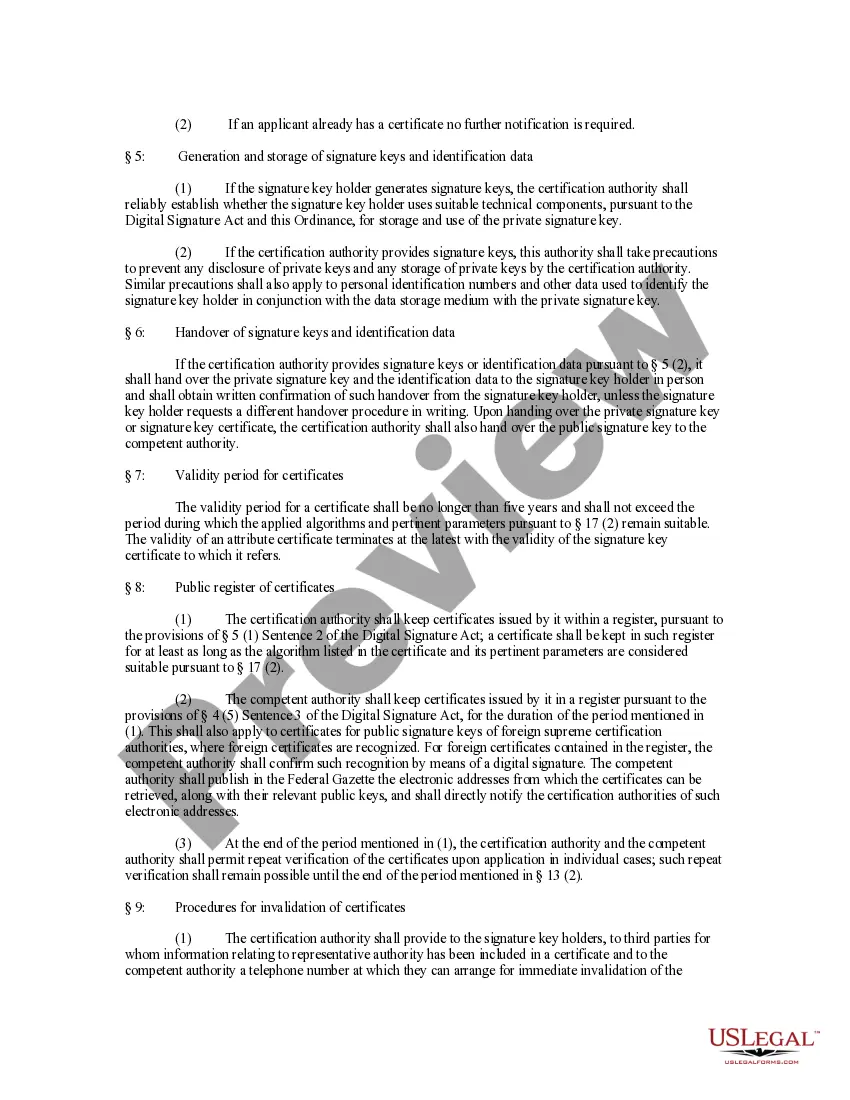 Get Digital Signature Ordinance - Signaturverordnung - SigV Preview Digital Signature Ordinance - Signaturverordnung - SigV