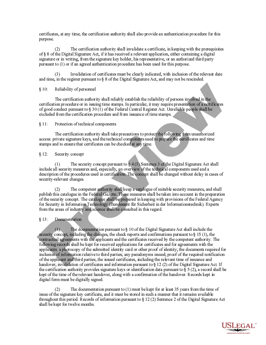 Get Digital Signature Ordinance - Signaturverordnung - SigV Preview Digital Signature Ordinance - Signaturverordnung - SigV