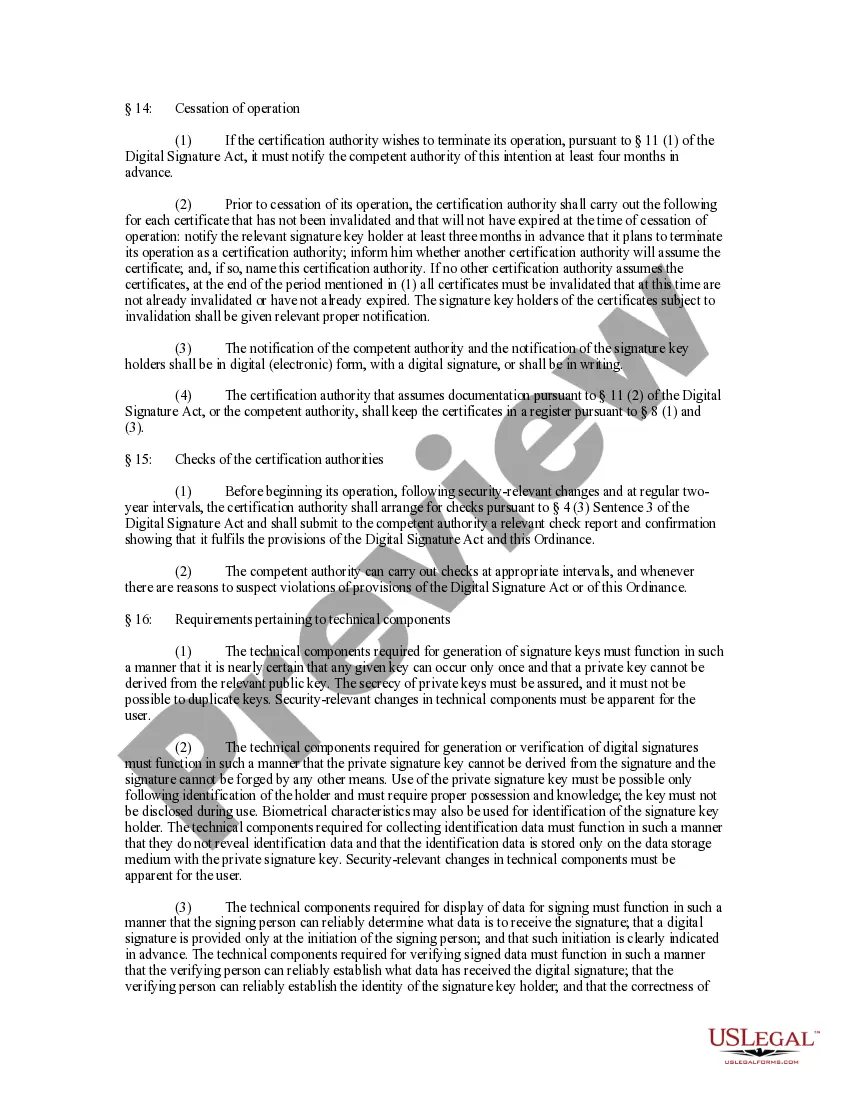 Get Digital Signature Ordinance - Signaturverordnung - SigV Preview Digital Signature Ordinance - Signaturverordnung - SigV