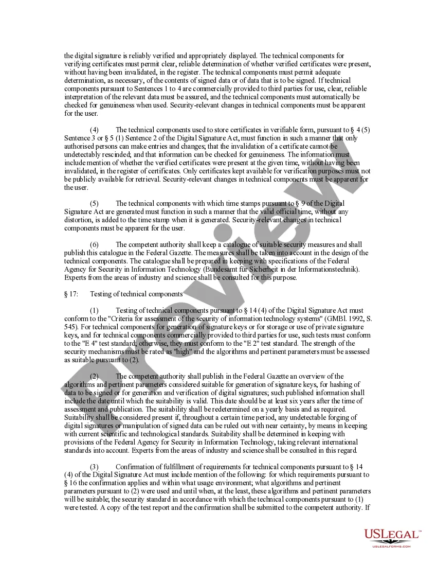 Get Digital Signature Ordinance - Signaturverordnung - SigV Preview Digital Signature Ordinance - Signaturverordnung - SigV