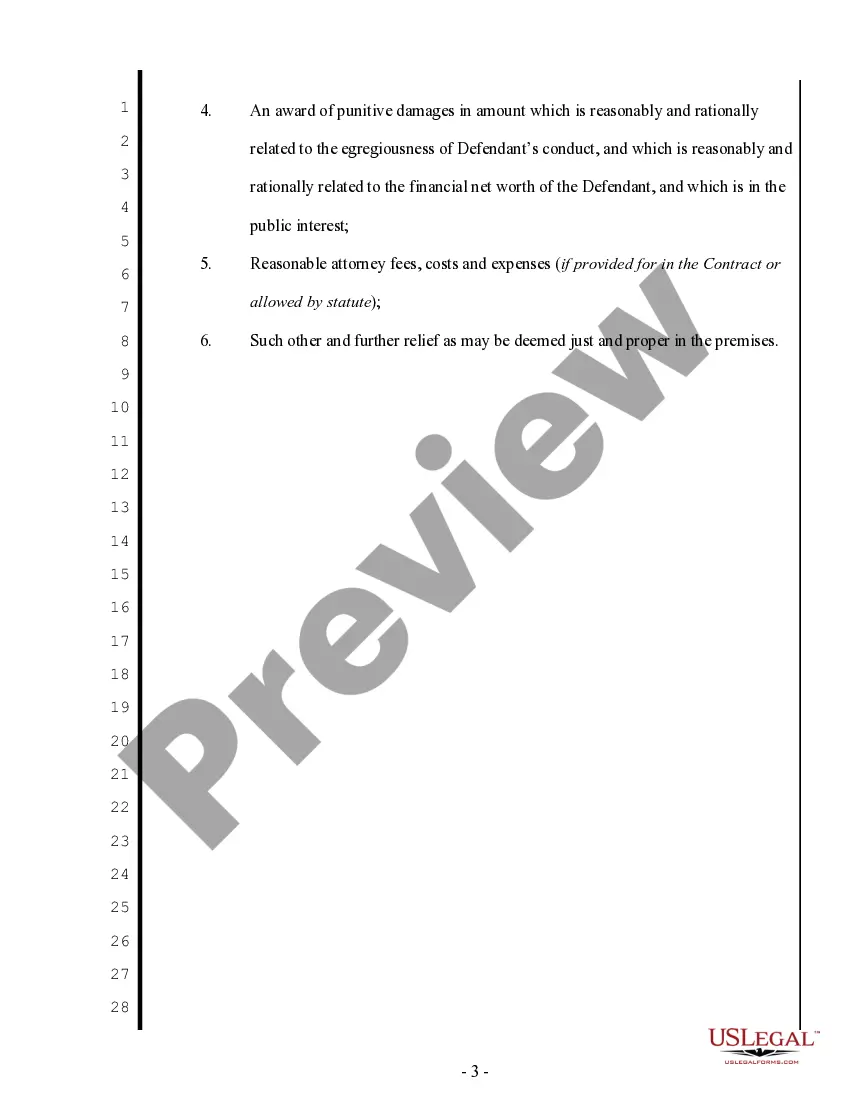 Get Complaint regarding Breach of Contract for Actual and Punitive Damages Preview Complaint regarding Breach of Contract for Actual and Punitive Damages
