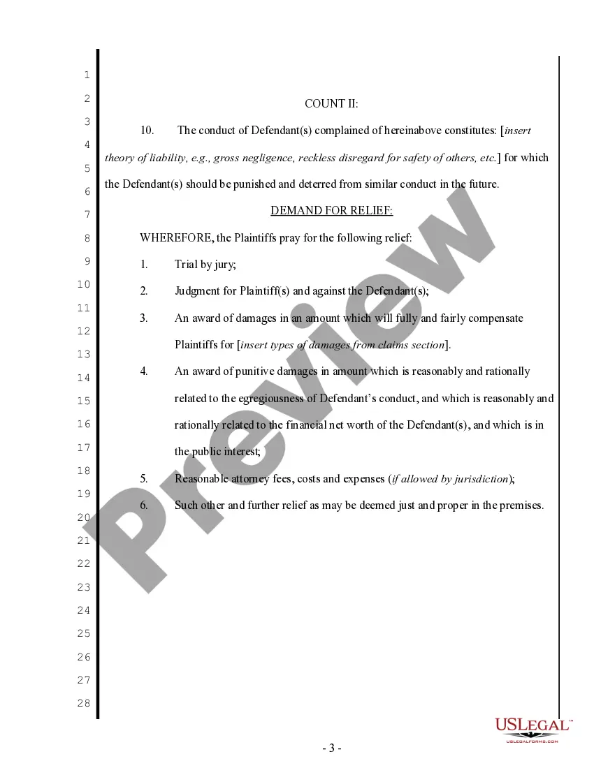Get Complaint for Wrongful Death - Multiple Counts Preview Complaint for Wrongful Death - Multiple Counts