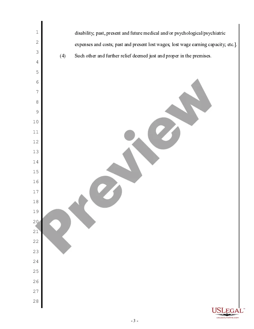 Get Complaint for Negligence Innkeeper Liability - Criminal Activity Preview Complaint for Negligence Innkeeper Liability - Criminal Activity