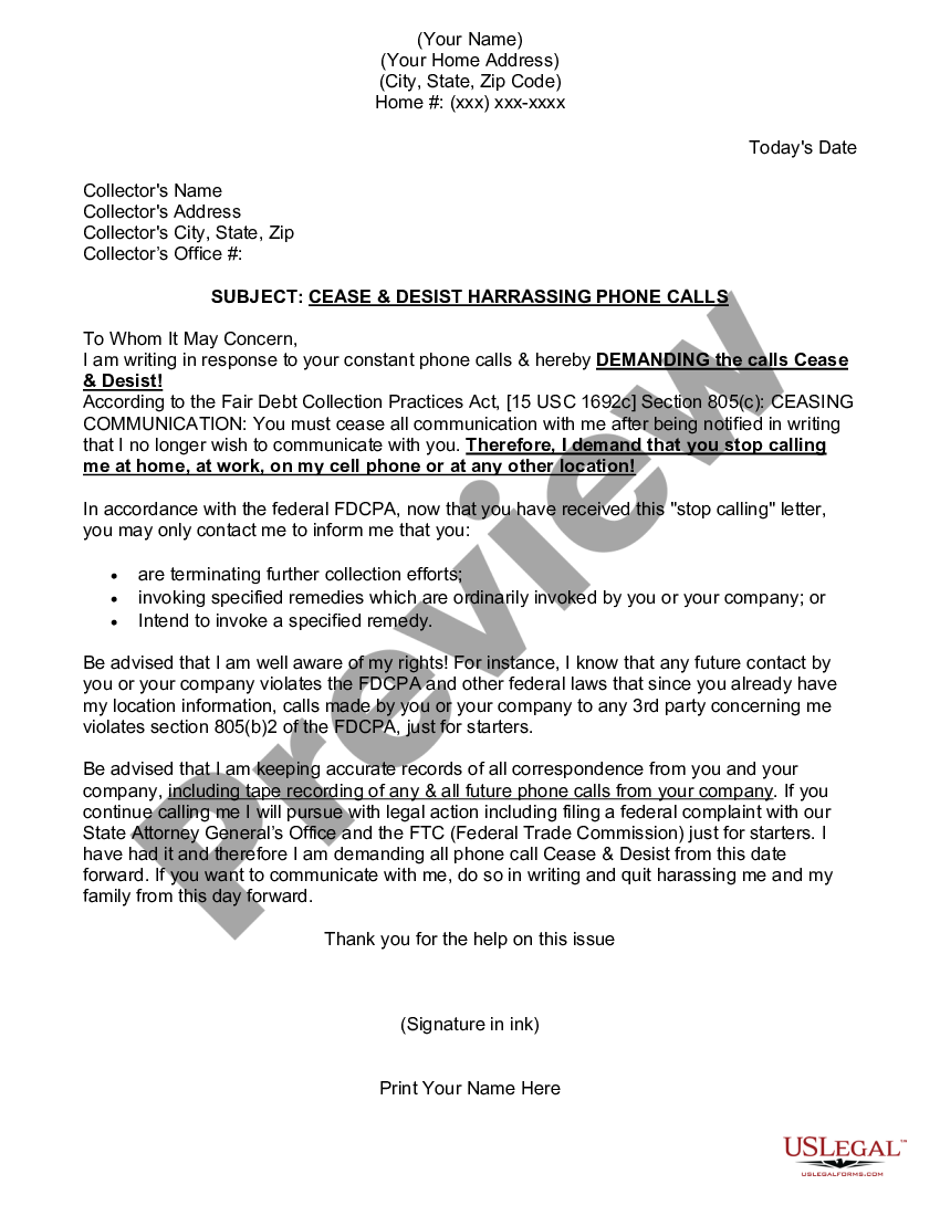 Nevada Cease And Desist Letter Cease Desist US Legal Forms