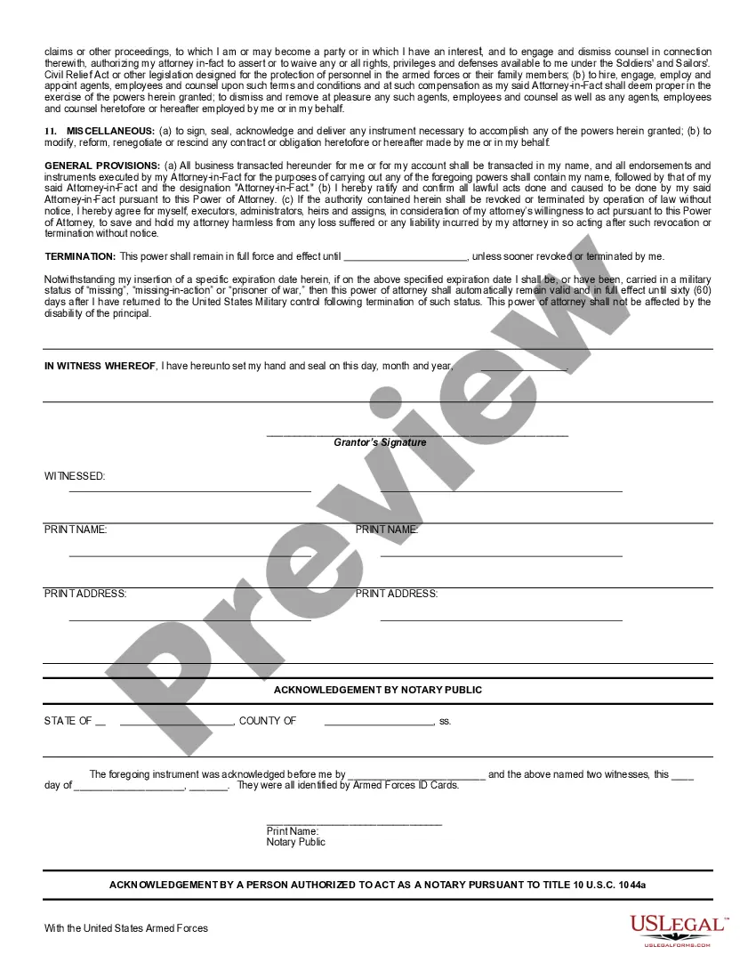Preview General Military Power of Attorney