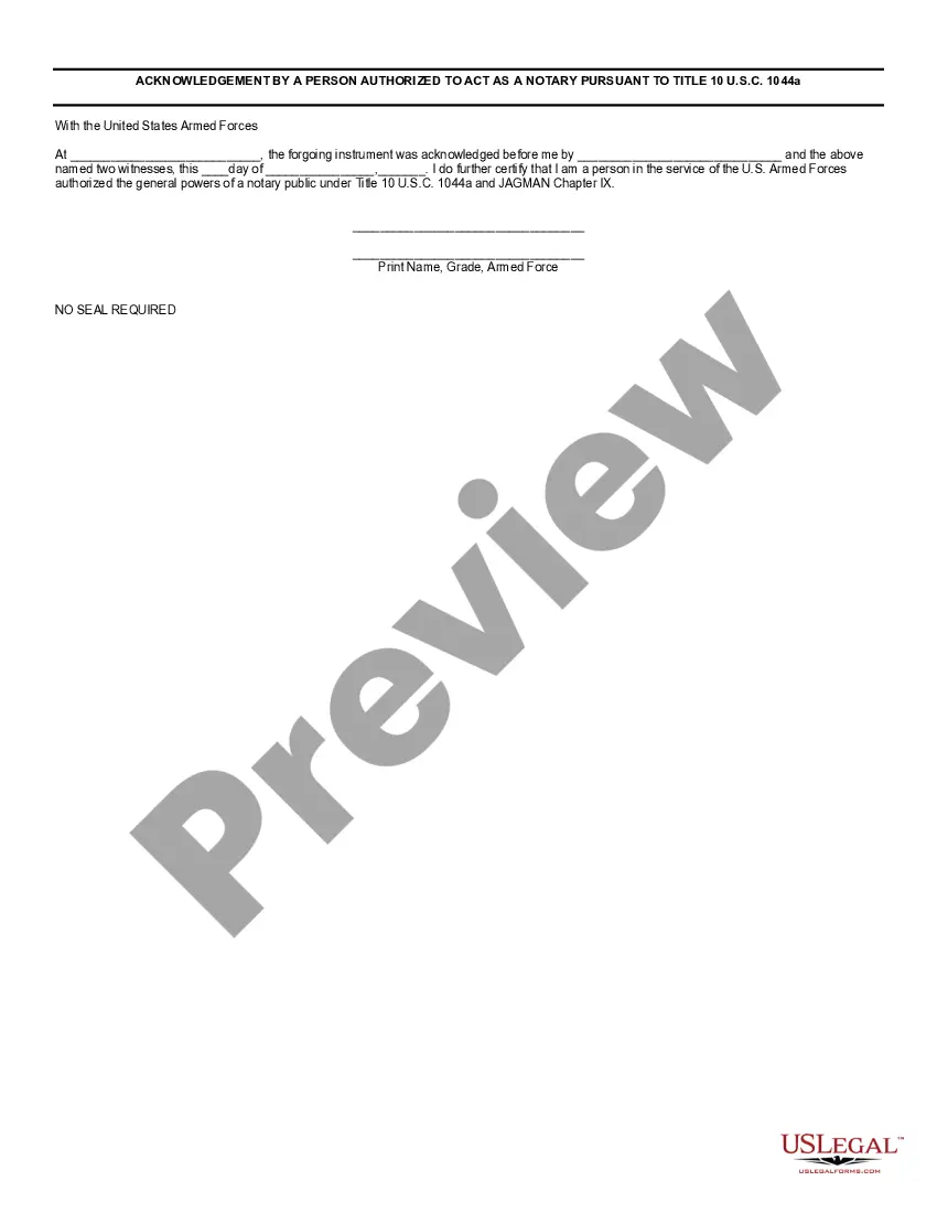 Preview Special Military Power of Attorney for Outprocessing