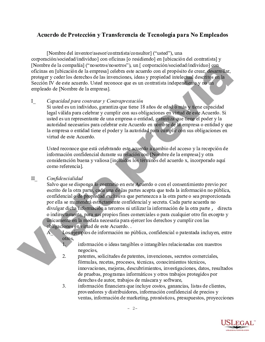 Preview Acuerdo de Protección y Transferencia de Tecnología para No Empleados