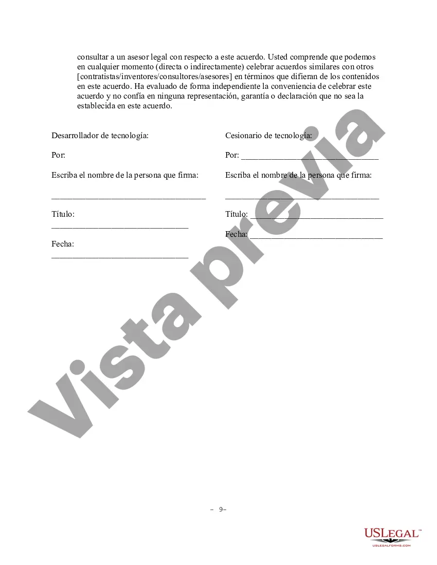 Preview Acuerdo de Protección y Transferencia de Tecnología para No Empleados