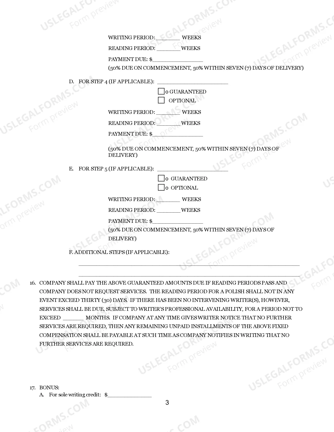 Preview Writers Guild Of America - Writers Television Short Form Contract - For Movies Of The Week And Mini-Series