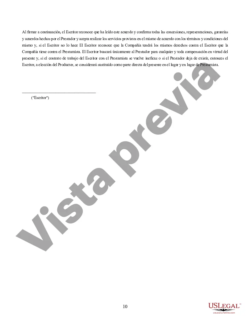 Preview Writers Guild Of America - Acuerdo de préstamo de escritores de contrato de formato corto de televisión - Para películas de la semana y miniseries