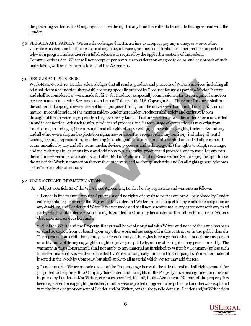 Get Writers Guild Of America - Television Short Form Contract Writers Lending Agreement - For Movies of The Week And Mini-Series Preview Writers Guild Of America - Television Short Form Contract Writers Lending Agreement - For Movies of The Week And Mini-Series