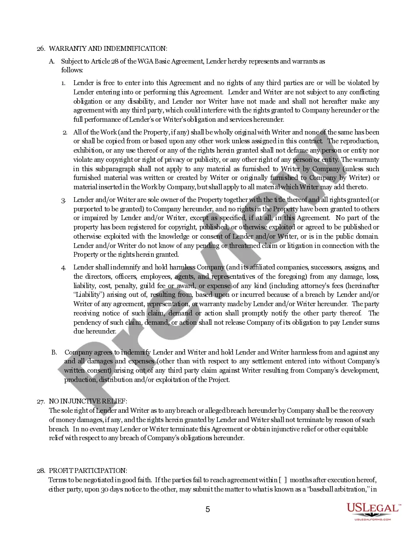 Get Writers Guild Of America - Theatrical Short Form Contract Writers Lending Agreement Preview Writers Guild Of America - Theatrical Short Form Contract Writers Lending Agreement