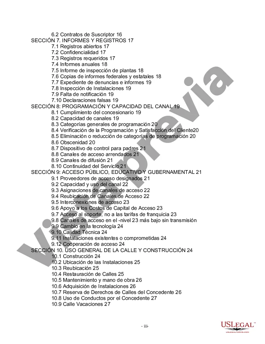 Preview Consorcio de Cable Contrato de Franquicia de Televisión por Cable
