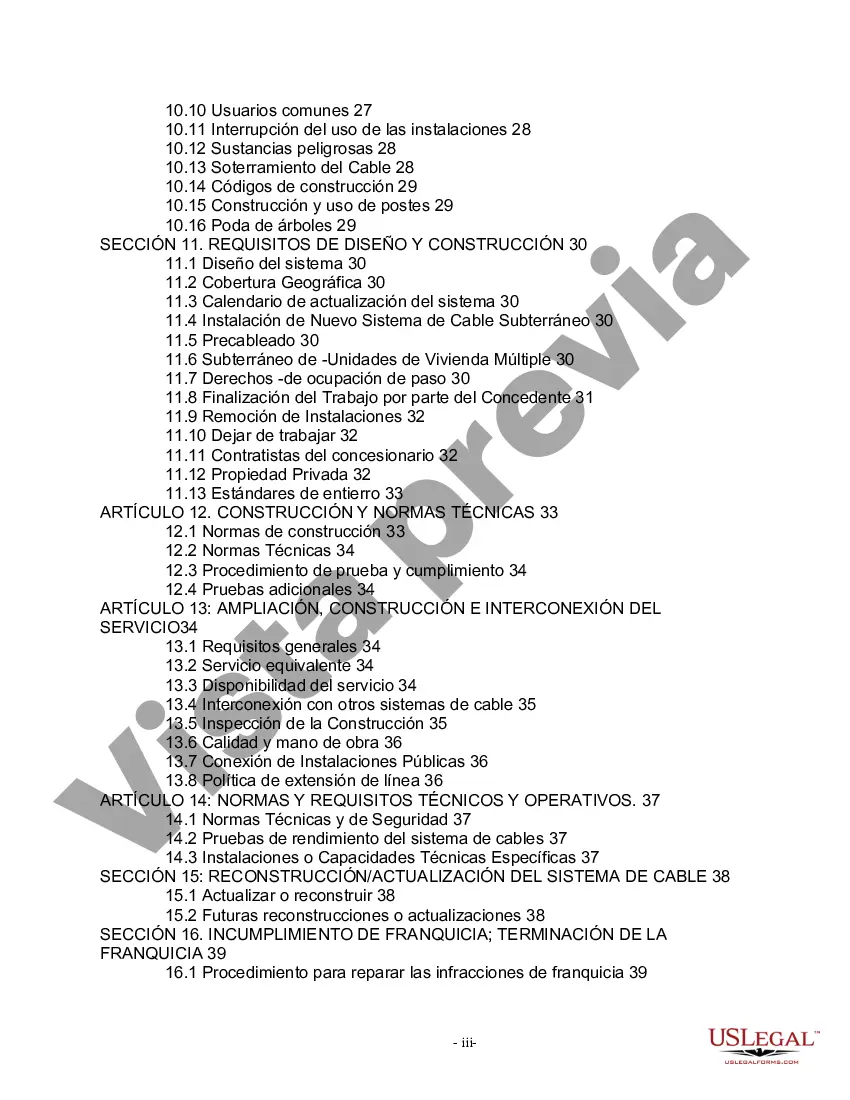 Preview Consorcio de Cable Contrato de Franquicia de Televisión por Cable