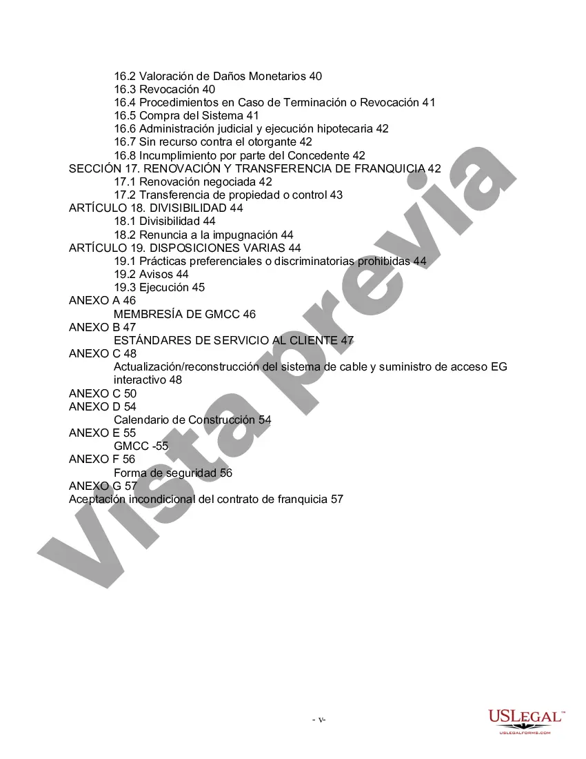 Preview Consorcio de Cable Contrato de Franquicia de Televisión por Cable