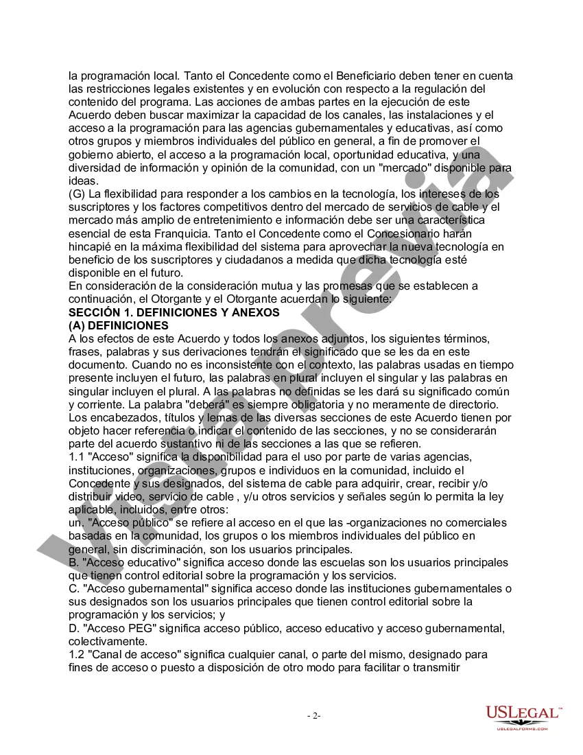 Preview Consorcio de Cable Contrato de Franquicia de Televisión por Cable