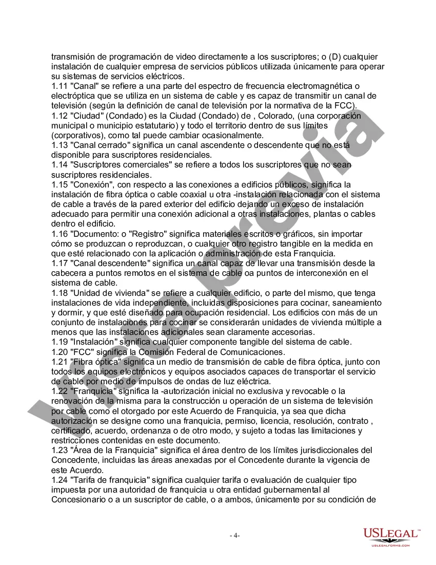 Preview Consorcio de Cable Contrato de Franquicia de Televisión por Cable