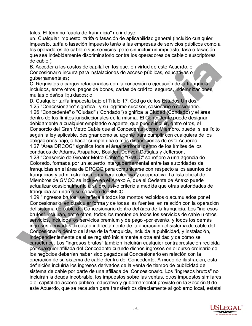 Preview Consorcio de Cable Contrato de Franquicia de Televisión por Cable