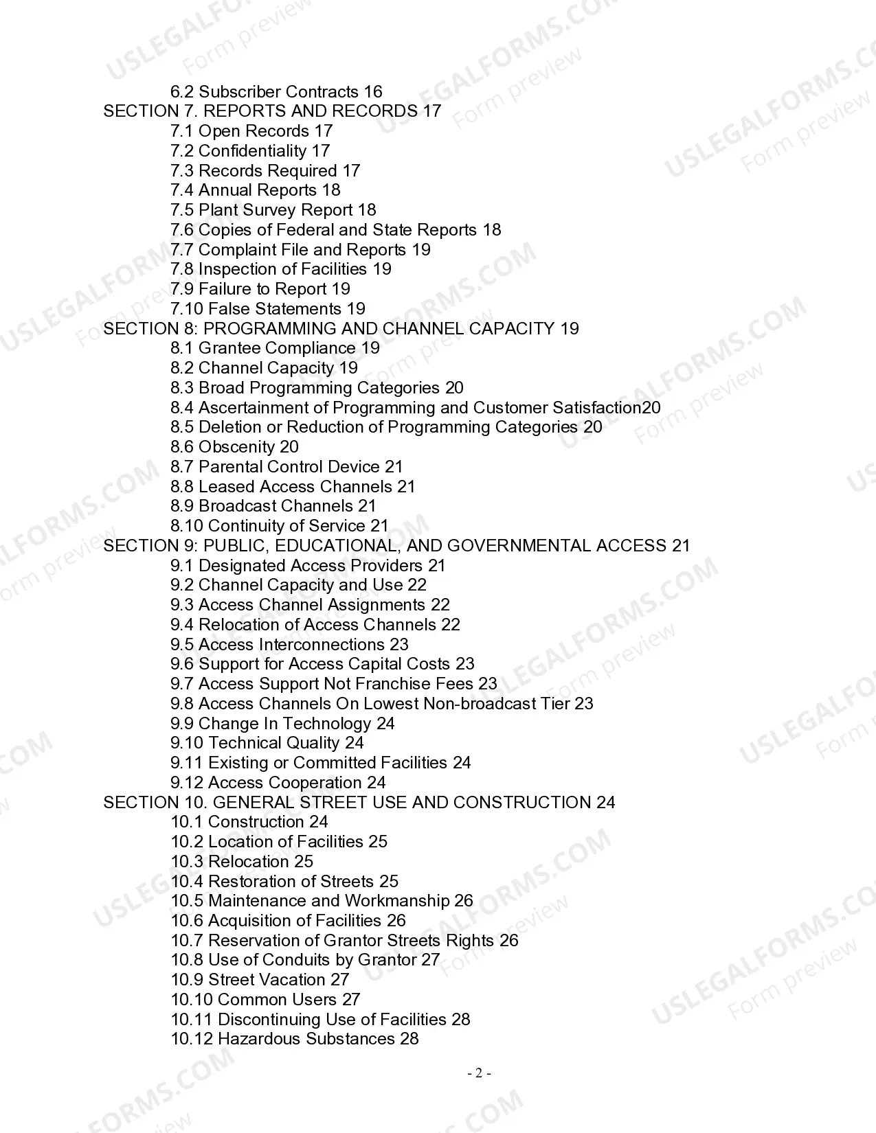Preview Cable Consortium Cable Television Franchise Agreement