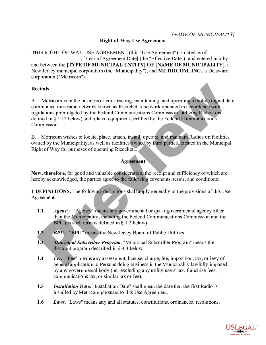 page 0 Right of Way Agreement preview