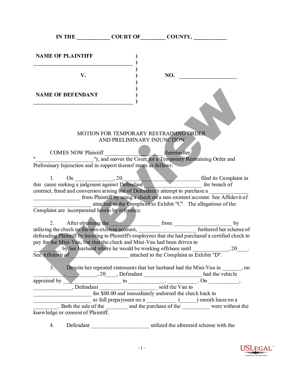 Motion For Temporary Restraining Order And Preliminary Injunction To 
