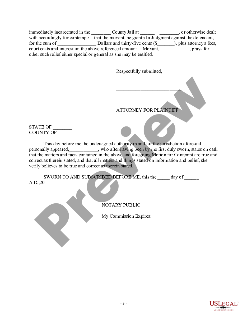 page 2 Motion for Contempt of Final Decree of Divorce preview