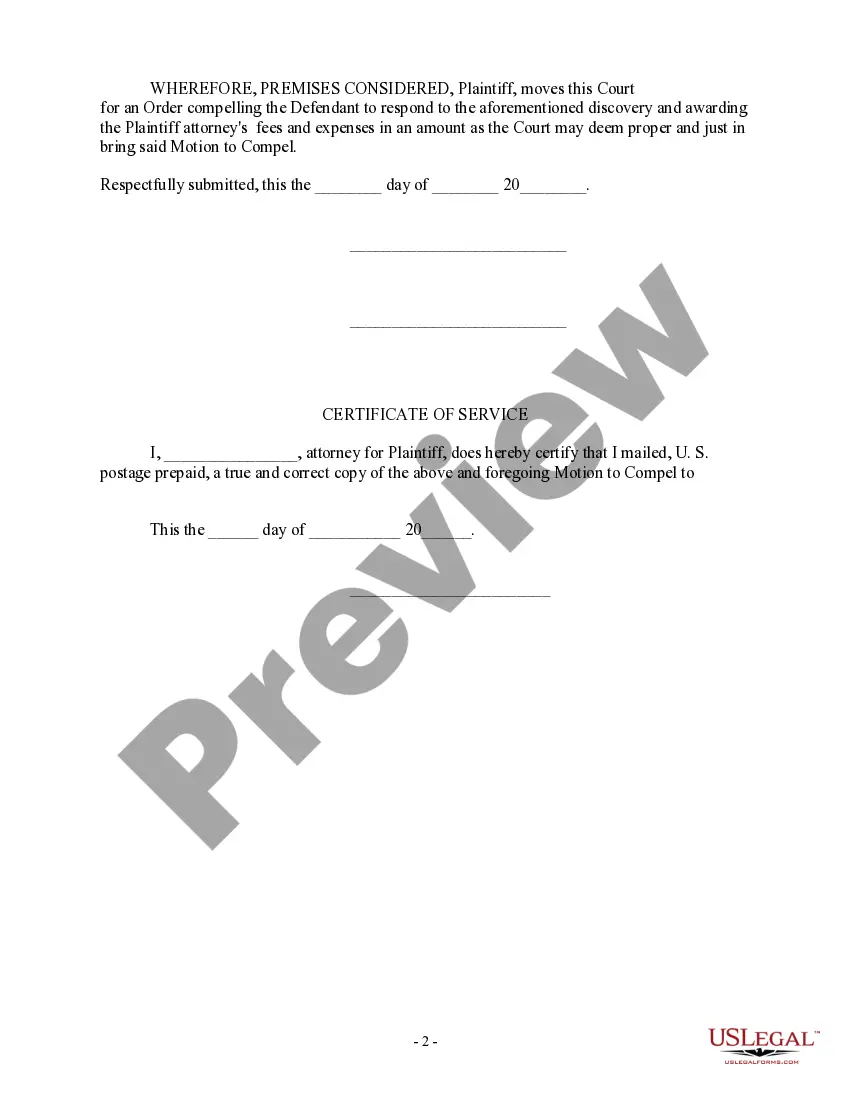 Get Motion to Compel and For Attorney's Fees and Expenses Preview Motion to Compel and For Attorney's Fees and Expenses
