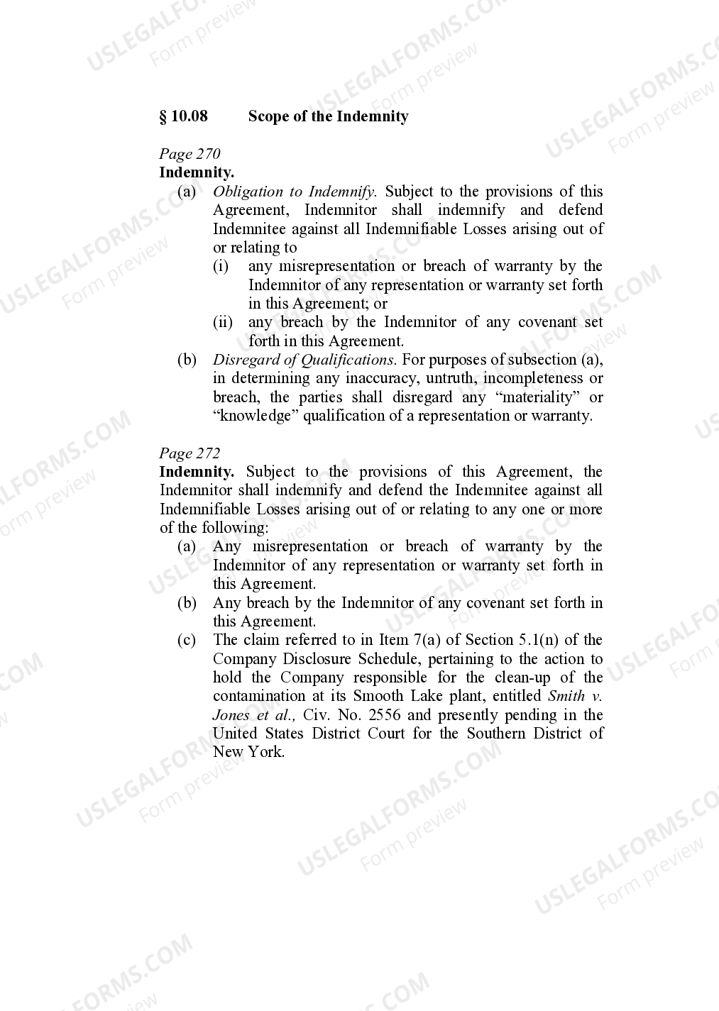 Indemnity Provisions Scope of the Indemnity US Legal Forms