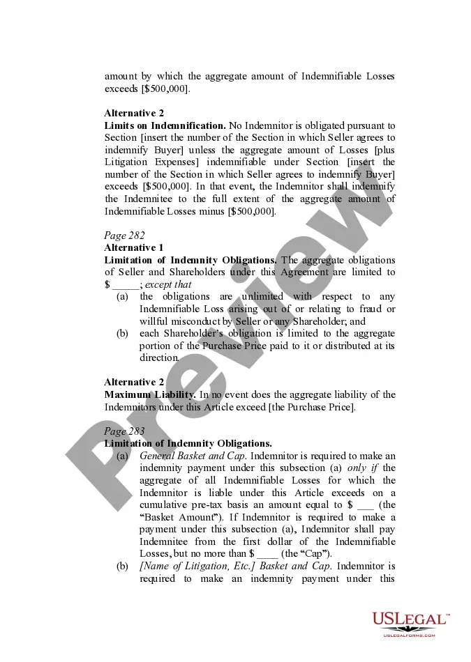 Get Indemnity Provisions - Dollar Exposure of the Indemnity regarding Baskets, Caps, and Ceilings Preview Indemnity Provisions - Dollar Exposure of the Indemnity regarding Baskets, Caps, and Ceilings