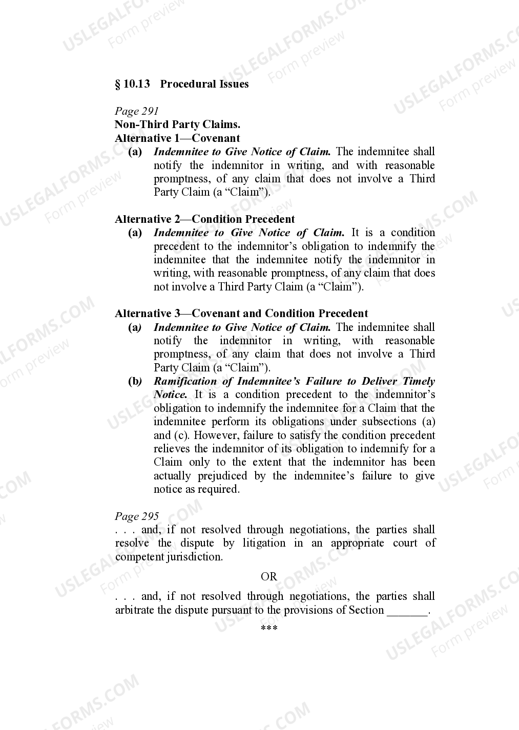 Indemnity Provisions Procedural Issues US Legal Forms