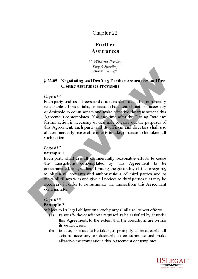 Negotiating and Drafting Further Assurances and PreClosing Assurances