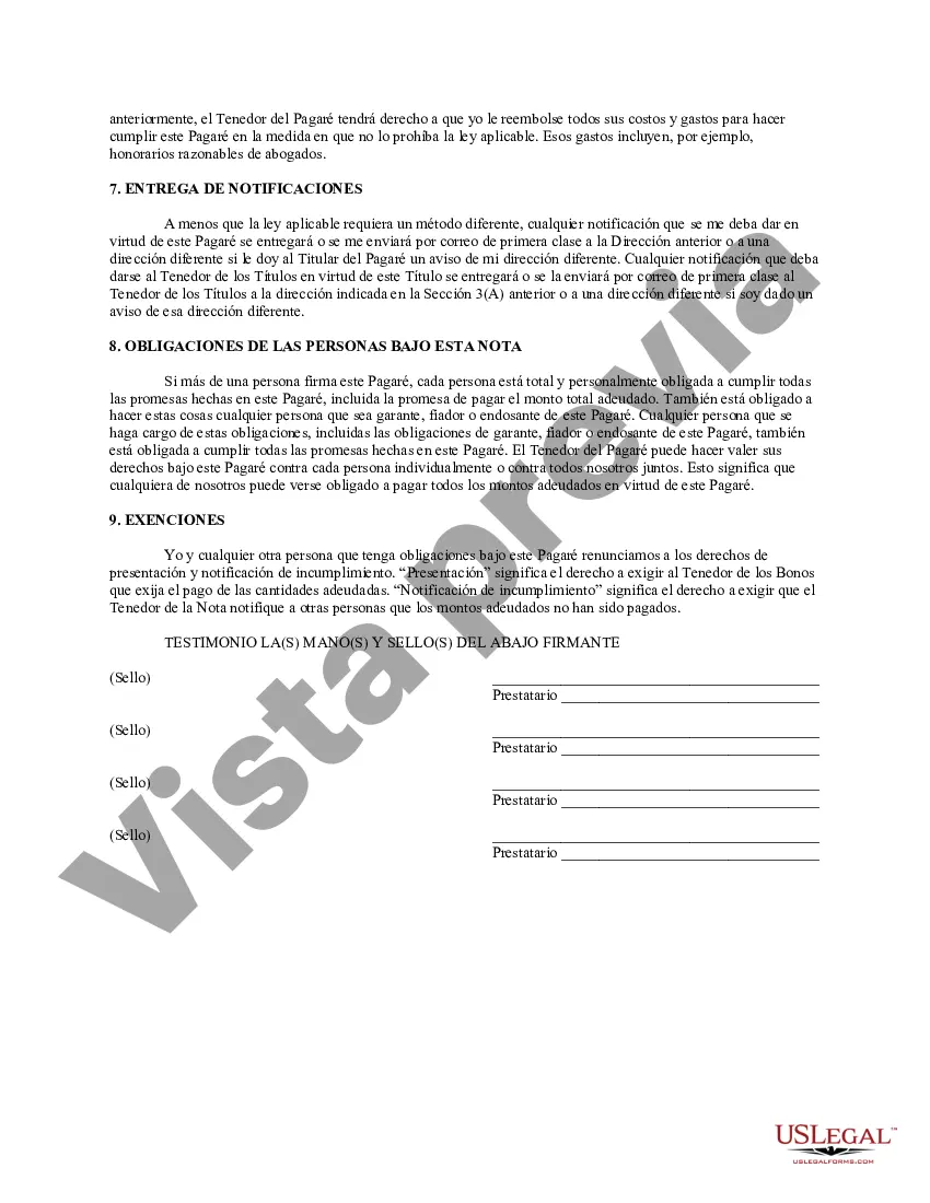 Preview Pagaré de Pago a Plazos No Garantizado a Tasa Fija