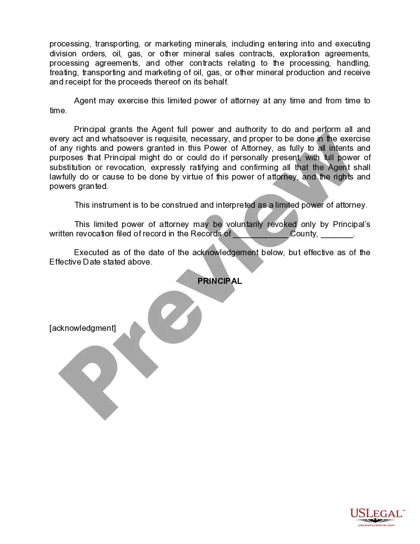 Preview Limited Power of Attorney to Deal with Oil and Gas Properties