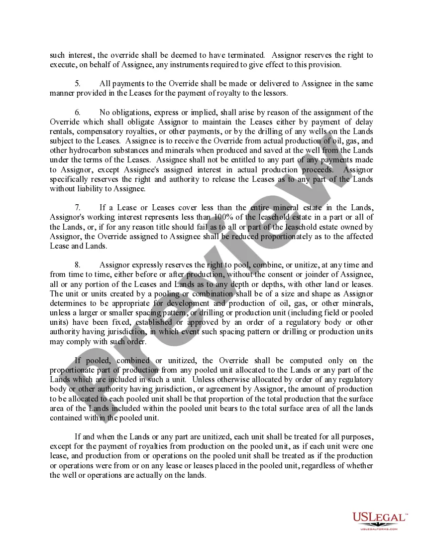 Get Assignment of Overriding Royalty Interest for Multiple Leases with No Proportionate Reduction - Long Form Preview Assignment of Overriding Royalty Interest for Multiple Leases with No Proportionate Reduction - Long Form