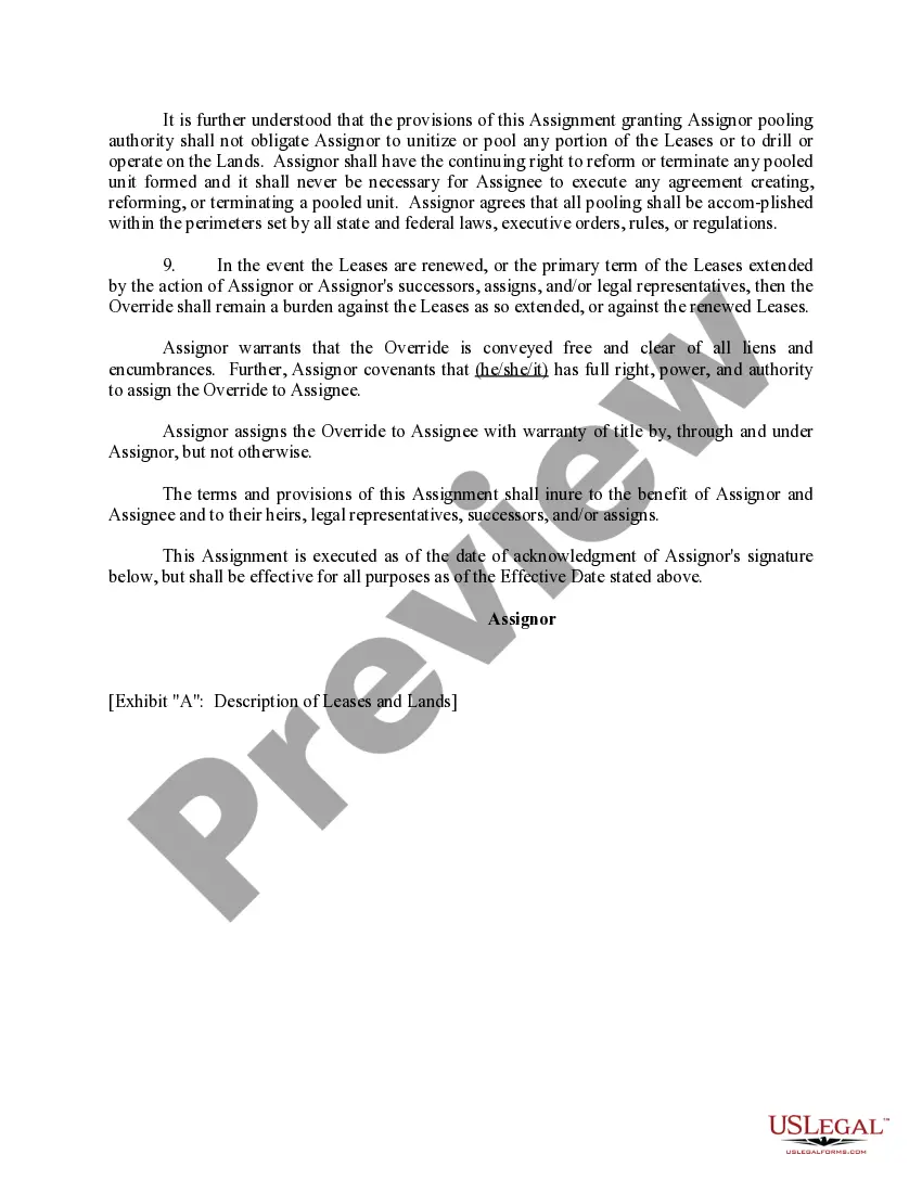 Get Assignment of Overriding Royalty Interest for Multiple Leases with No Proportionate Reduction - Long Form Preview Assignment of Overriding Royalty Interest for Multiple Leases with No Proportionate Reduction - Long Form