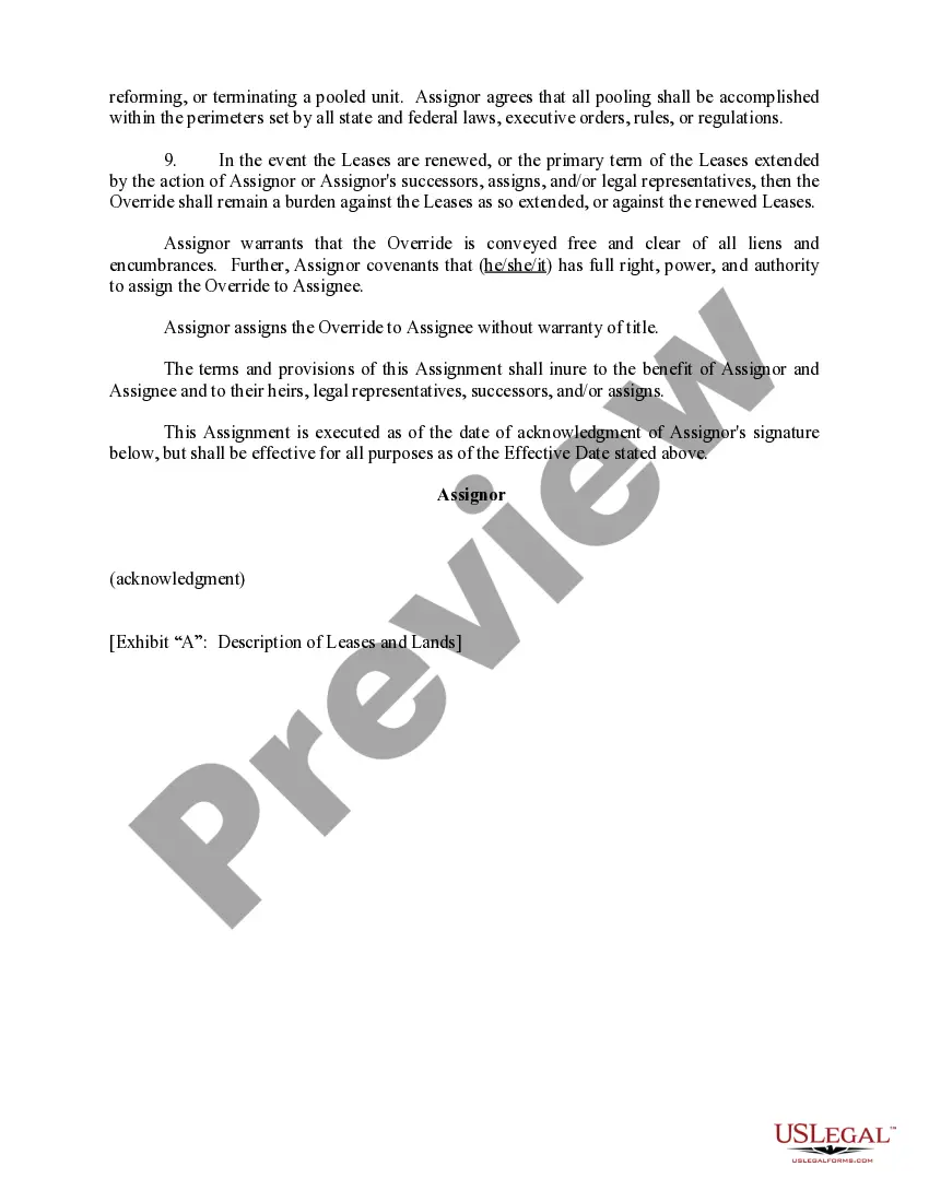 Get Assignment of Overriding Royalty Interests for Multiple Leases Preview Assignment of Overriding Royalty Interests for Multiple Leases
