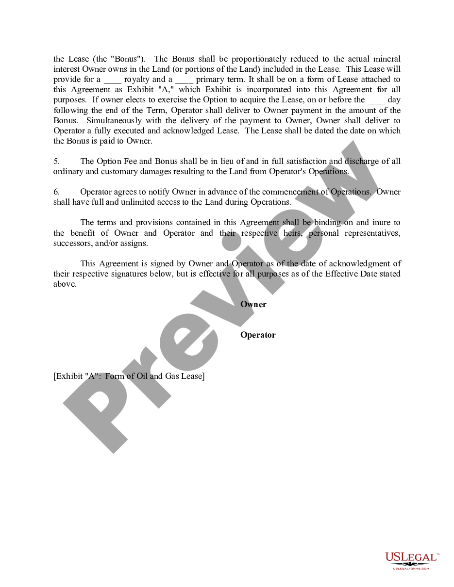 page 1 Geophysical Exploration Agreement Between Mineral Owner and Operator, with Option to Purchase Oil and Gas Lease preview