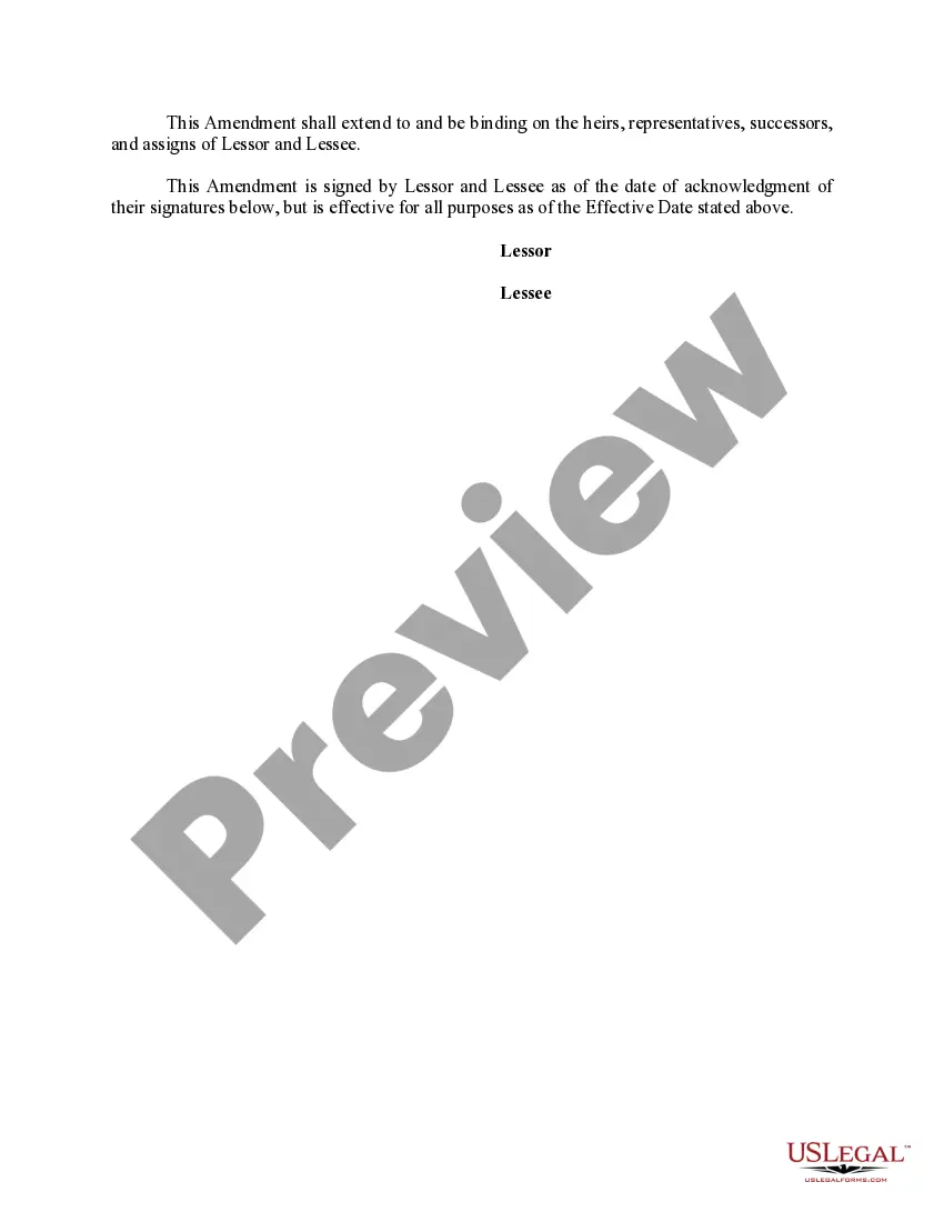 Get Amendment to Oil and Gas Lease to Amend Land Description in Oil and Gas Lease to Create Separate Oil and Gas Leases Preview Amendment to Oil and Gas Lease to Amend Land Description in Oil and Gas Lease to Create Separate Oil and Gas Leases