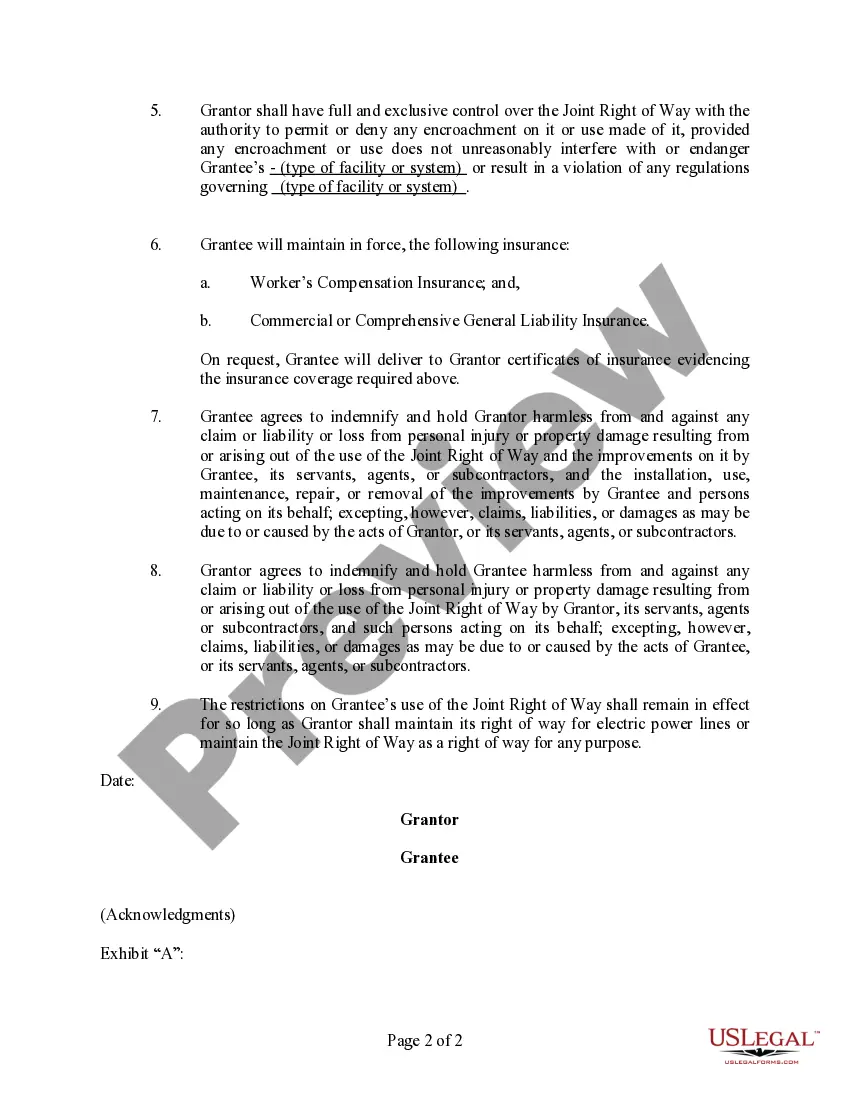 Get Joint Use Agreement (Powerline Easement for Fiber Optic Communications System) Preview Joint Use Agreement (Powerline Easement for Fiber Optic Communications System)