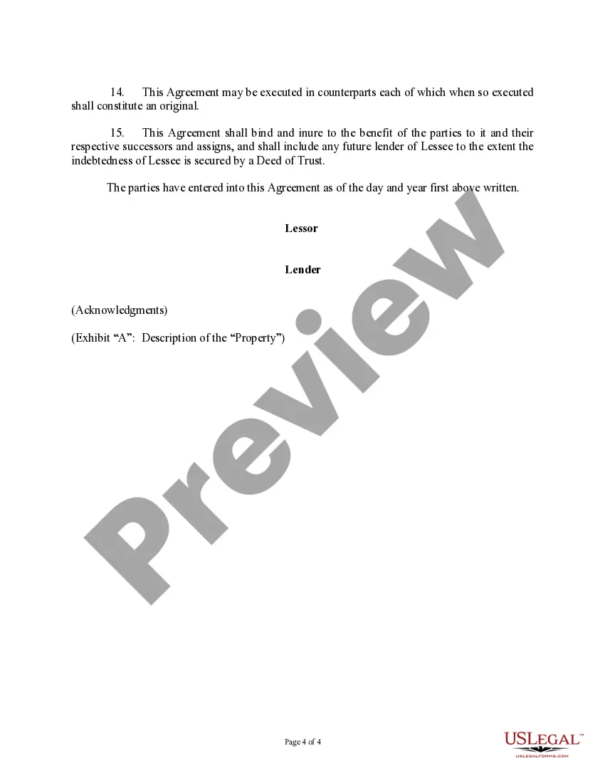 Preview Lease and Easement Agreement, Estoppel Certificate and Agreement (For Signature by the Lessor and the Lessee's Lender)