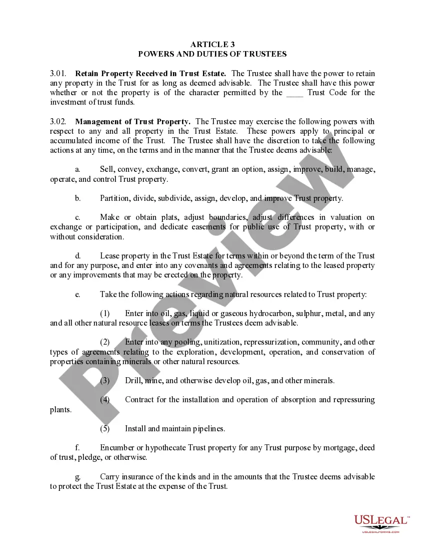 Get Revocable Trust Agreement when Settlors Are Husband and Wife Preview Revocable Trust Agreement when Settlors Are Husband and Wife