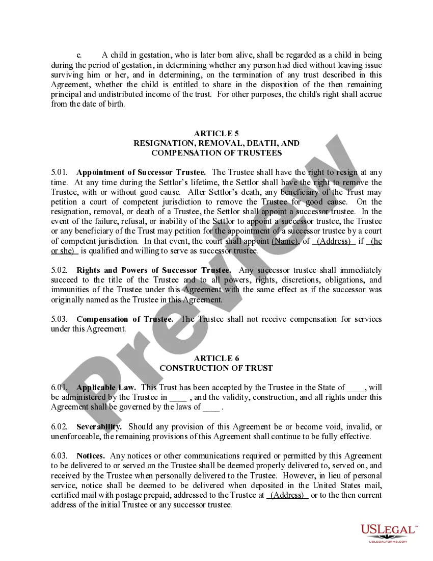 Get Revocable Trust Agreement when Settlors Are Husband and Wife Preview Revocable Trust Agreement when Settlors Are Husband and Wife