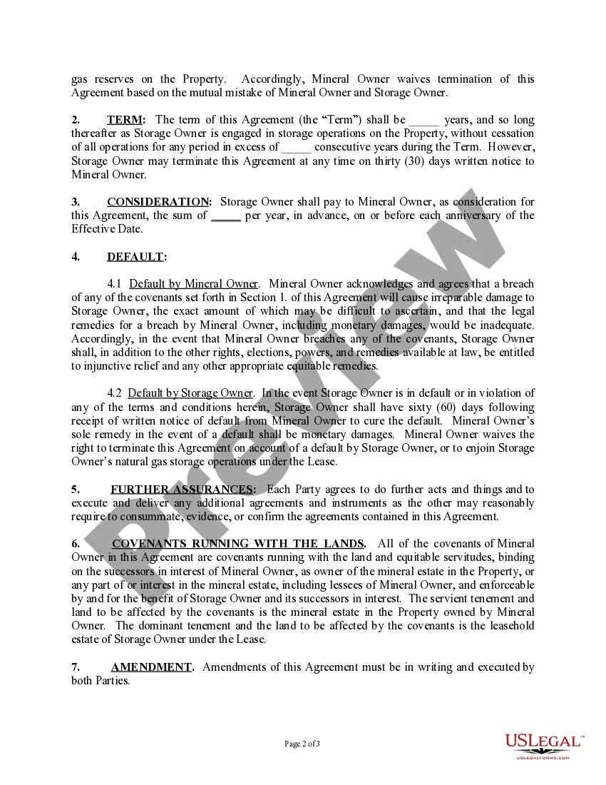 Preview Mineral Owner Consent Agreement (to Underground Storage Lease and Agreement)