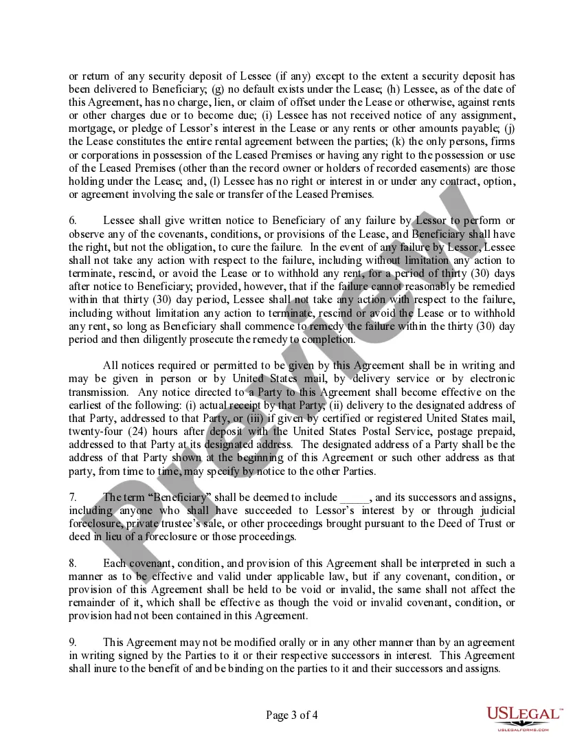 Get Non-Disturbance, Attornment, Estoppel & Subordination Agreement Preview Non-Disturbance, Attornment, Estoppel & Subordination Agreement