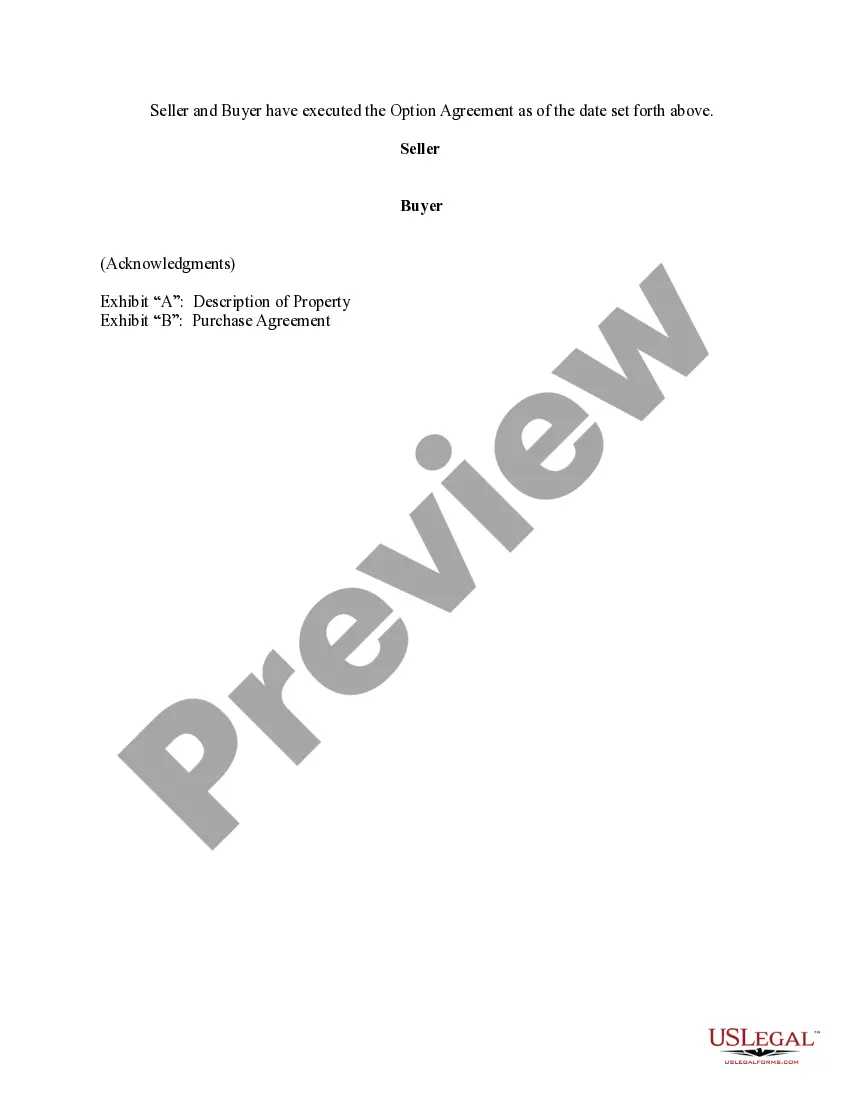 Get Option Agreement to Purchase Property Preview Option Agreement to Purchase Property