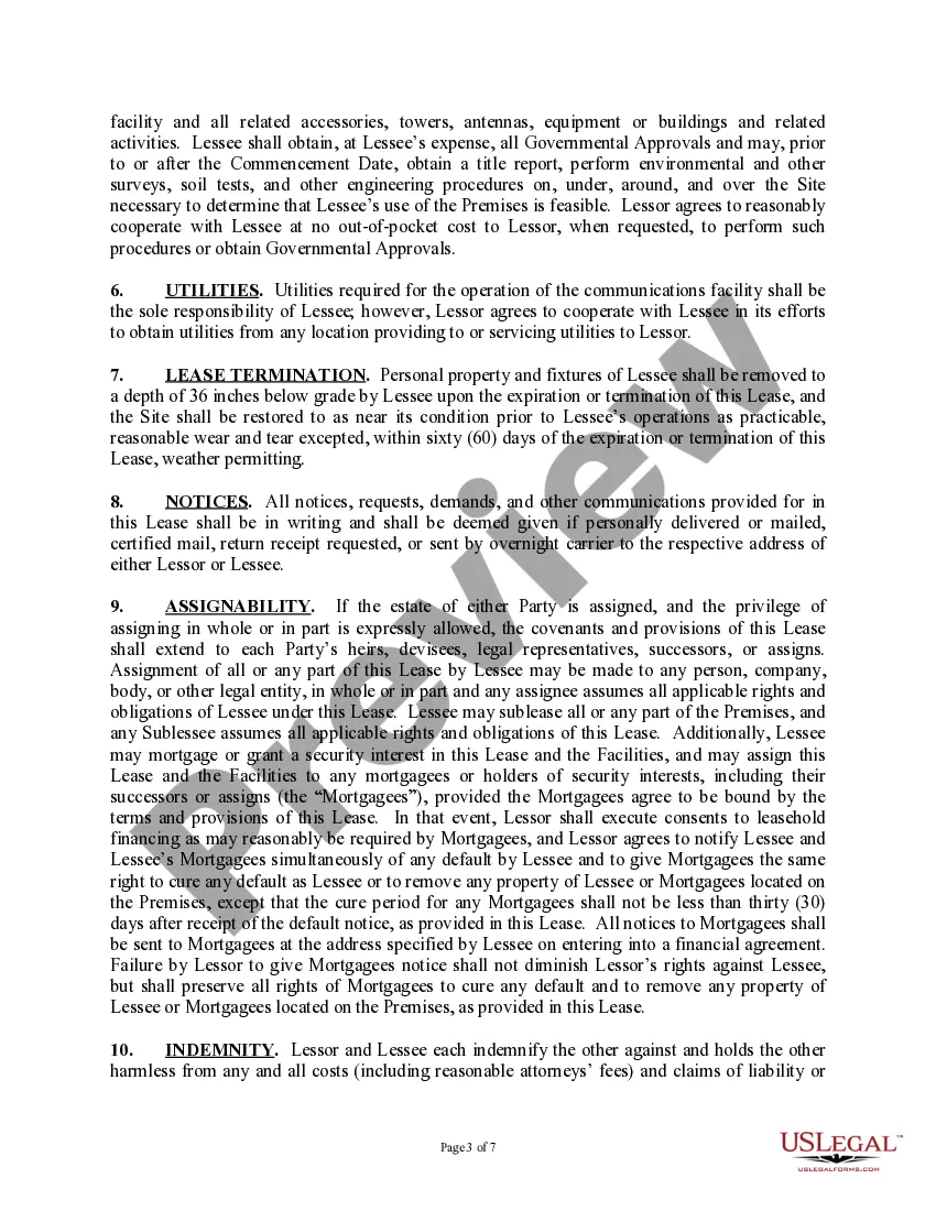 Get Option and Site Lease (Telecommunication Facilities) Preview Option and Site Lease (Telecommunication Facilities)