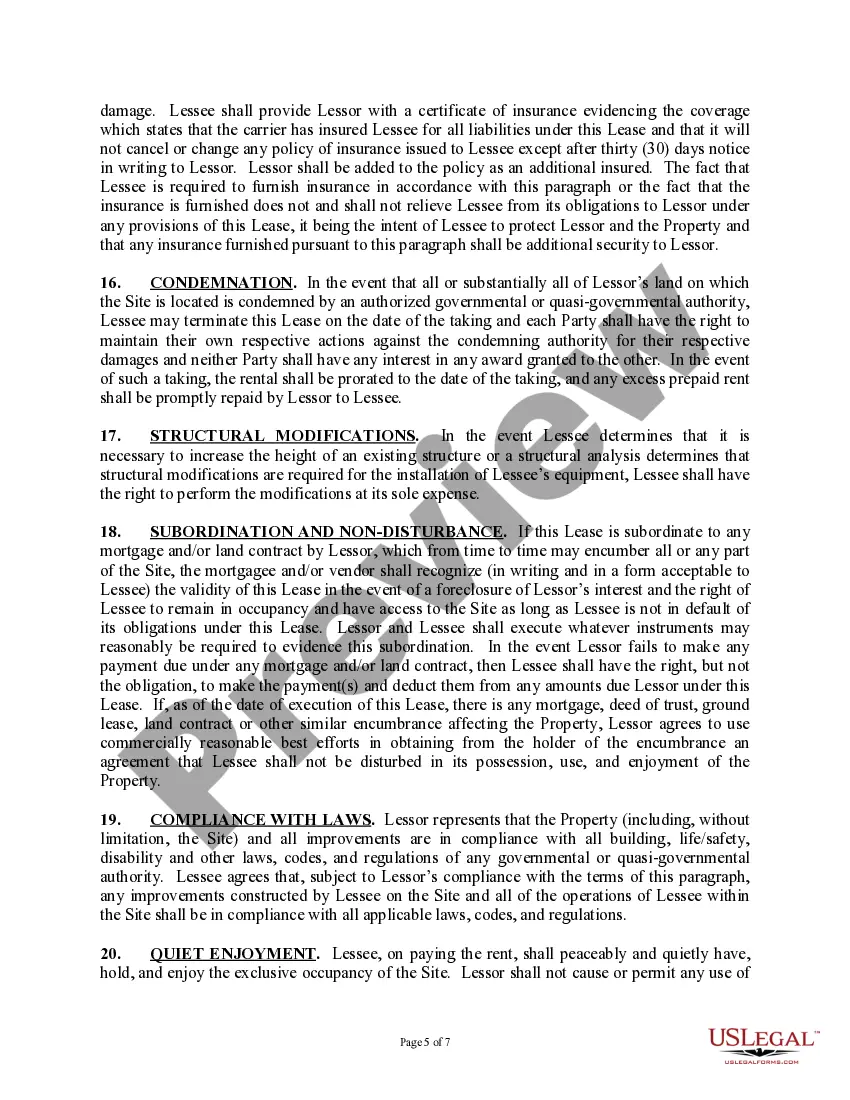 Get Option and Site Lease (Telecommunication Facilities) Preview Option and Site Lease (Telecommunication Facilities)
