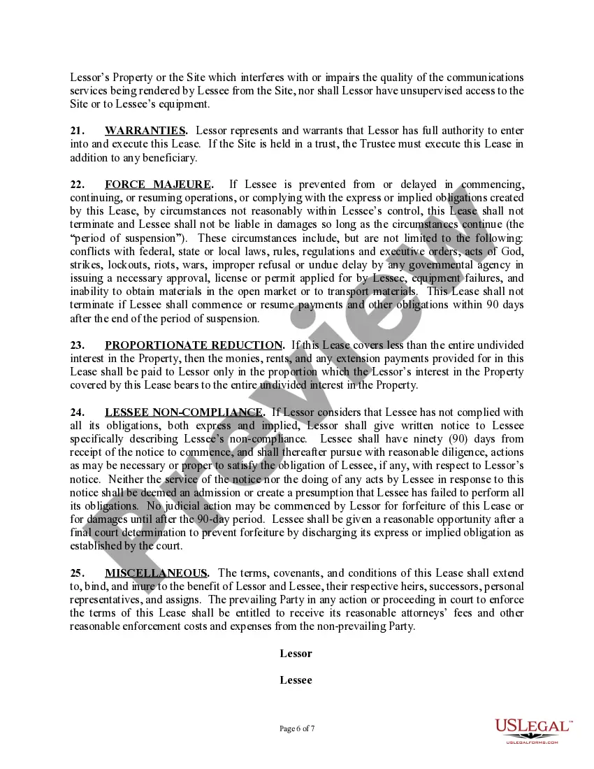 Get Option and Site Lease (Telecommunication Facilities) Preview Option and Site Lease (Telecommunication Facilities)