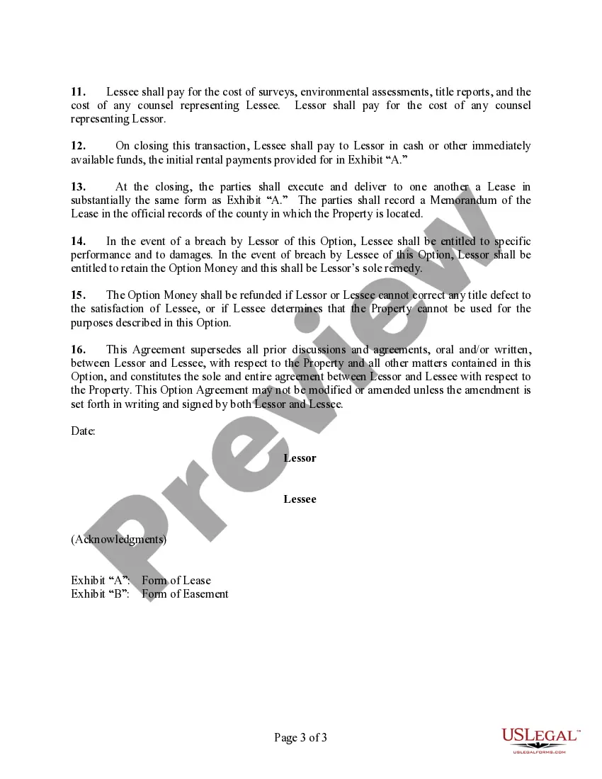 Preview Option to Lease Real Estate (For Wireless Communications Facility)